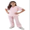Super Soft Children Scrub Set and Lab Coat Combo Kids Doctor Dress up (7, Pink Set and White Lab Coat) view 3