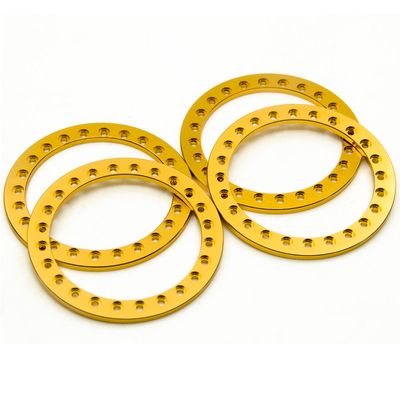 4PCS Aluminum 2.2 Beadlock Ring Replacement for 1/10 RC 2.2 Inch Wheel Rims Axial Wraith (Gold)