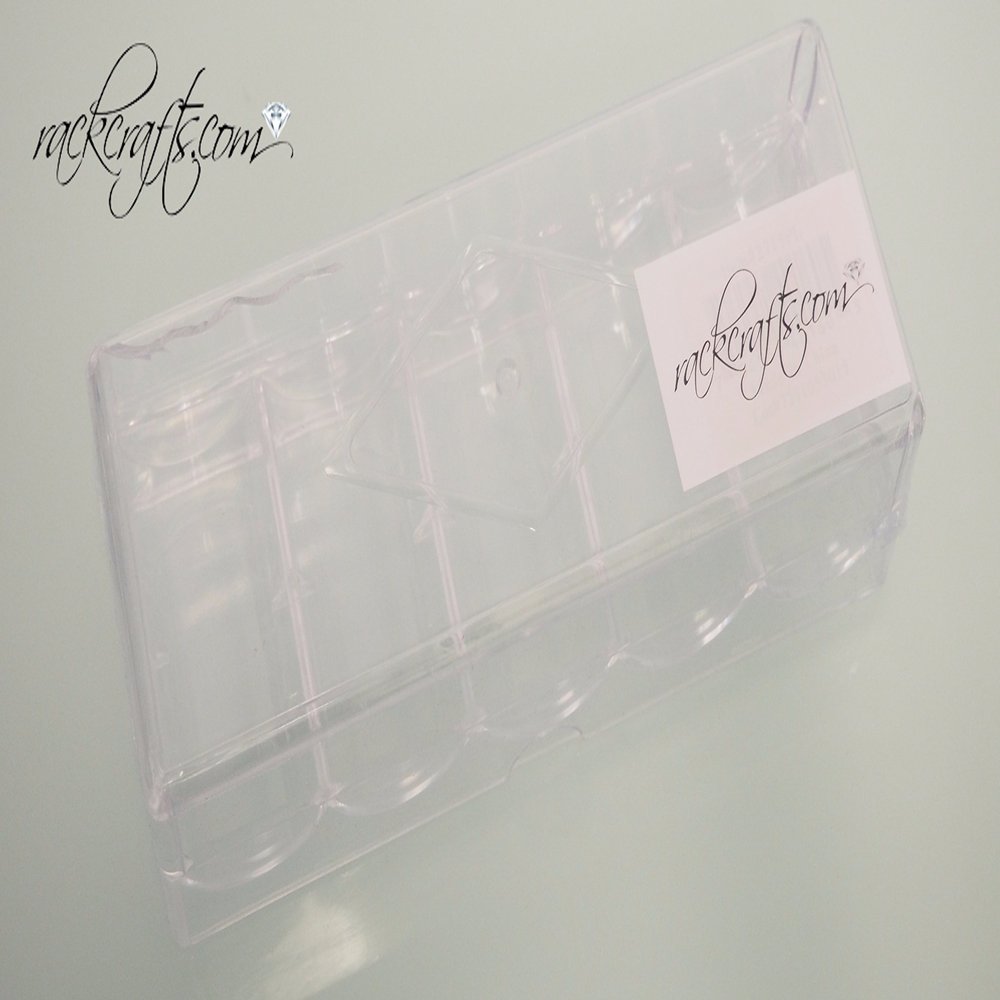 rackcrafts.com 100 Chip Poker Chips Clear Acrylic Plastic Holder Container Clam Case