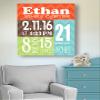 Personalized Stretched Canvas Birth Announcement Gift, Custom Baby Name, Date, Weight Stats, Newborn Abstract Nursery Wall Art Decor, Wooden Frame Construction, Ready to Hang 11X14 view 3