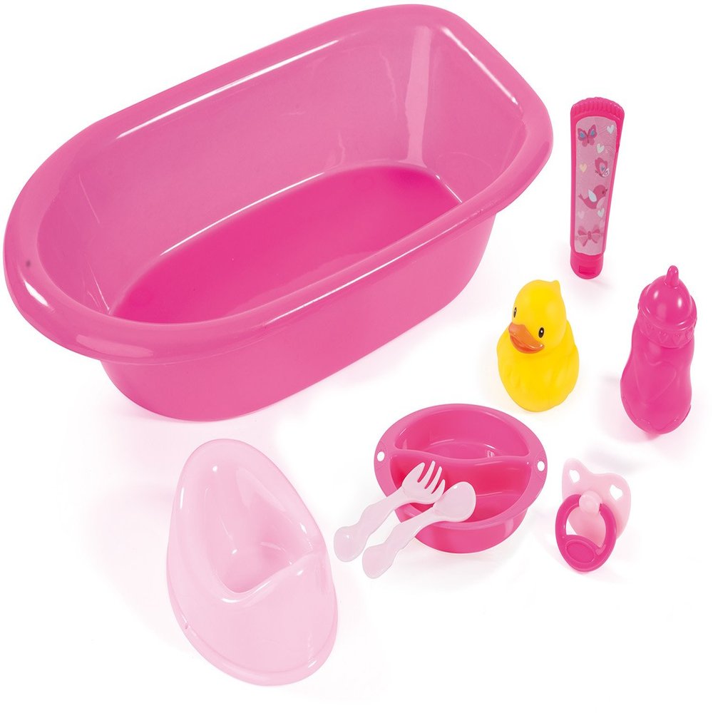 Bayer Design 73353AA Doll Pram Deluxe Bathtub Set, Soft Pink