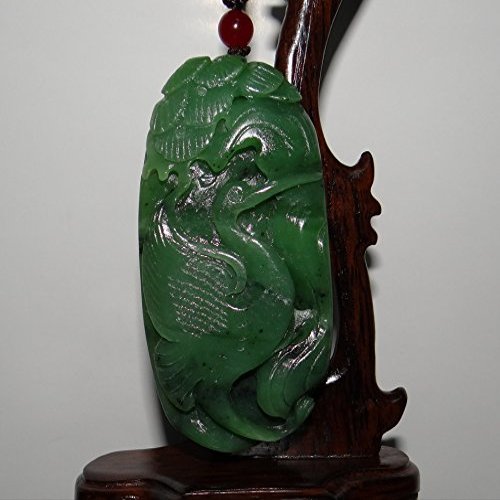 3.2" China Certified Nature Hetian Nephrite Jade Auspicious Crane Pendants
