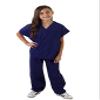 Super Soft Children Scrub Set and Lab Coat Combo Kids Doctor Dress up (7, True Navy Blue Set and White Lab Coat) view 3