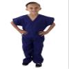 Super Soft Children Scrub Set and Lab Coat Combo Kids Doctor Dress up (7, True Navy Blue Set and White Lab Coat) view 4