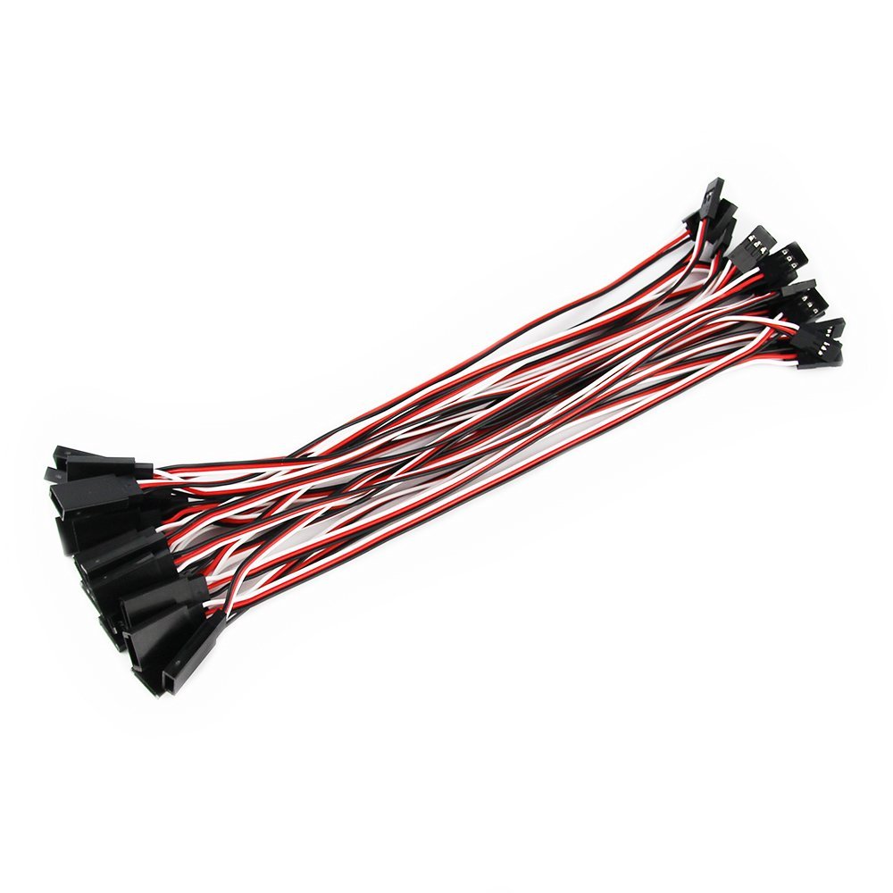 OliYin 20pcs 7.87inch 20cm 200mm Male to Female JR Plug Servo Extension Lead Wire Cable for RC Quadcopter Airplane