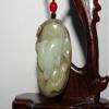 1.8" China Certified Nature Hetian Nephrite Jade Wealth Rat and Lotus Fine Carved Necklace Pendant view 3