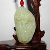 1.9" China Certified Nature Hetian Nephrite Jade Fine Carved Fortune Toad and Ruyi Pendant view 1