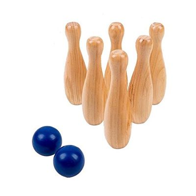 MGM  Set of 6 Natural Wood Keel 2 Balls, 048060, 20 cm