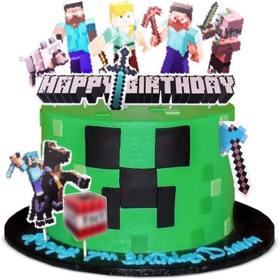 10 Pcs Video Game Cake Topper - Pixel Styled Gamer Cupcake Toppers for Boys & Girls, Crafted from Sturdy Cardboard Figures - Easy to Install Gamer Cake Decorations for Birthdays & Themed Parties