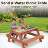 3 in 1 Large 43"x35" Sand & Water Indoor/Outdoor Picnic Table- w Removable Top, Dual Drains & Wide Seats for 4+ Kids- Safe, Fun Easy to Clean Sandbox Play for Boys & Girls- Durable Furniture or Gift view 2