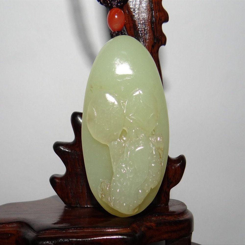 2" China Certified Nature Hetian Nephrite Jade Fine Carved Wealth Toad and Ancient Coin Pendant