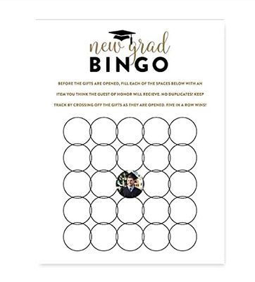Andaz Press Personalized Graduation Photo Party Collection, New Grad Bingo Game Cards, 20-Pack