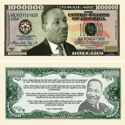 100 Martin Luther King Jr. Million Dollar Bills with Bonus Thanks a Million Gift Card Set