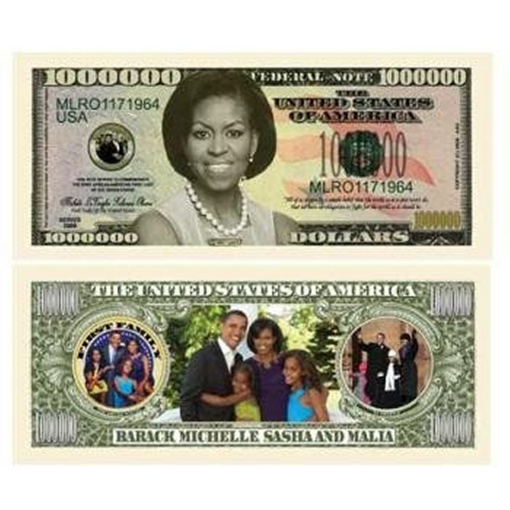 100 Michelle Obama Million Dollar Bills with Bonus Thanks a Million Gift Card Set