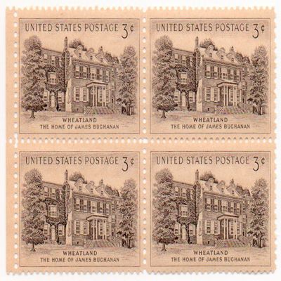 US Postage Stamp 1956 Block Of 4 Wheatland Issue 3 Cents Scott #1081