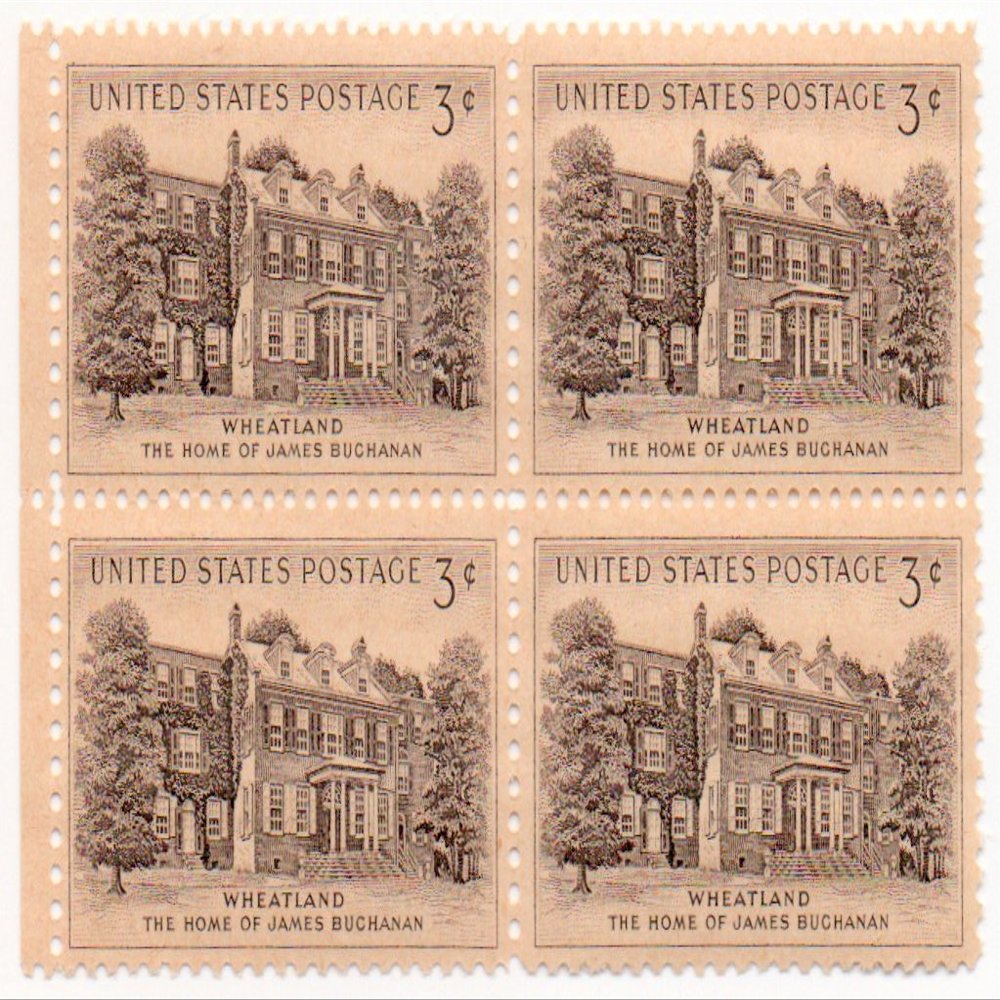 US Postage Stamp 1956 Block Of 4 Wheatland Issue 3 Cents Scott #1081