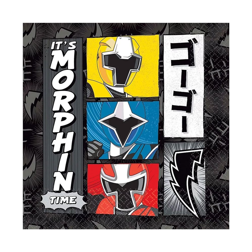 Amscan 501723 "Power Rangers Ninja Steel" Beverage Napkins, 16 pcs, Multicolor, Standard