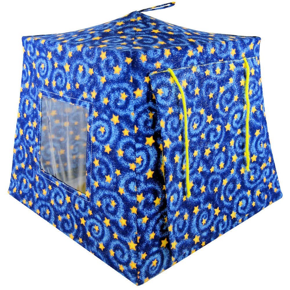Toy Pop Up Fabric House, 2 Sleeping Bags, Royal Blue, Sparkling Star Print for Dolls, Stuffed Animals, Action Figures