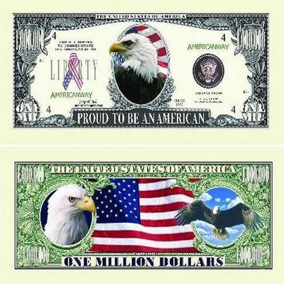 100 Proud American Eagle Million Dollar Bills with Bonus Thanks a Million Gift Card Set
