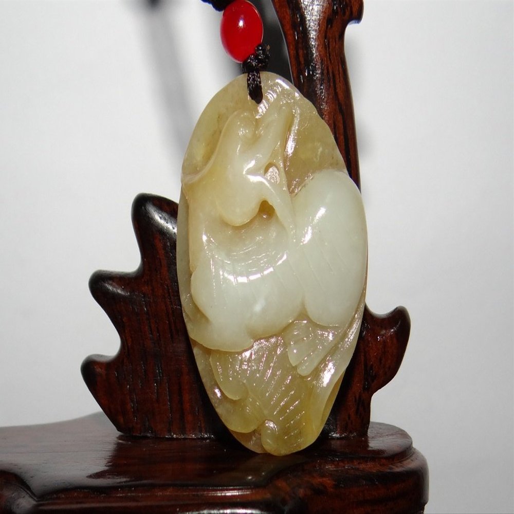 1.6" China Certified Nature Hetian Nephrite Jade Fine Carved Wealth Pixiu Necklace Pendant
