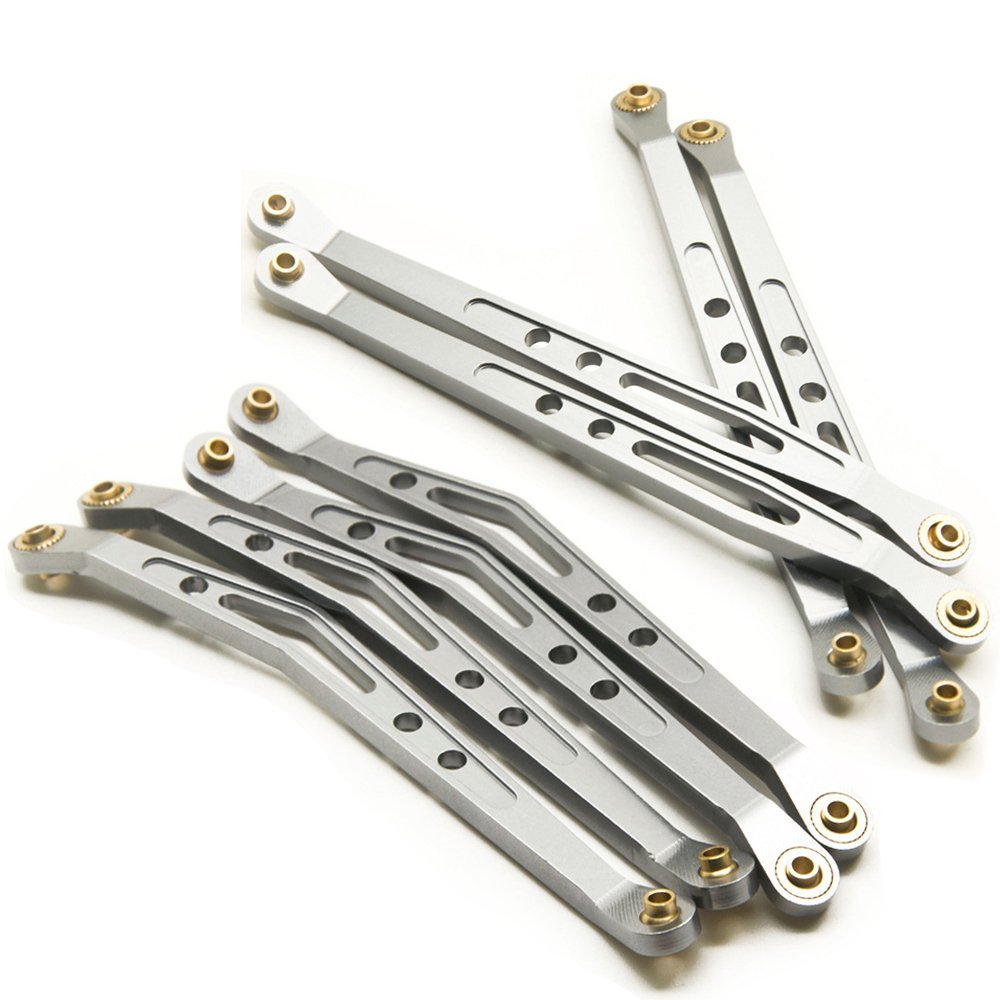 8 Pcs Aluminum Linkage Rod Arm Set/Upper and Lower Suspension Links Set of 8 for 1/10 Axial Wraith 90018 RC Truck (Titanium, Type B)