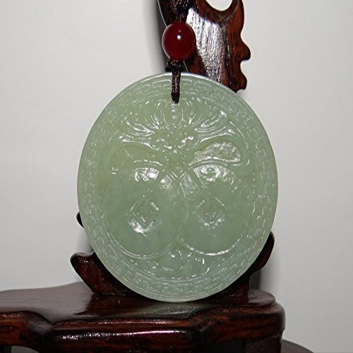 1.9" China Certified Nature Hetian Nephrite Jade Wealth Coin and Bat Pendant