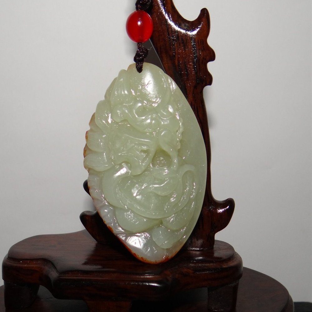 2.1"China Certified Nature Hetian Nephrite Jade Turtle Dragon Amulet Pendants