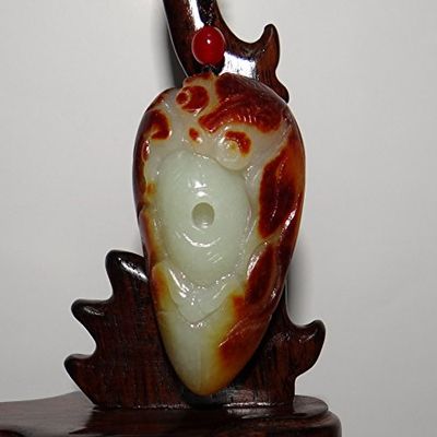 2.2"China Certified Nature Hetian Nephrite Jade Fortune Fish Hand Carved Pendant