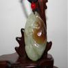 1.8" China Certified Nature Hetian Nephrite Jade Fine Carved Fortune Fish and Lotus Pendant view 1