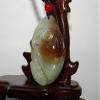 1.8" China Certified Nature Hetian Nephrite Jade Fine Carved Fortune Fish and Lotus Pendant view 2