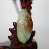 1.8" China Certified Nature Hetian Nephrite Jade Fine Carved Fortune Fish and Lotus Pendant view 3