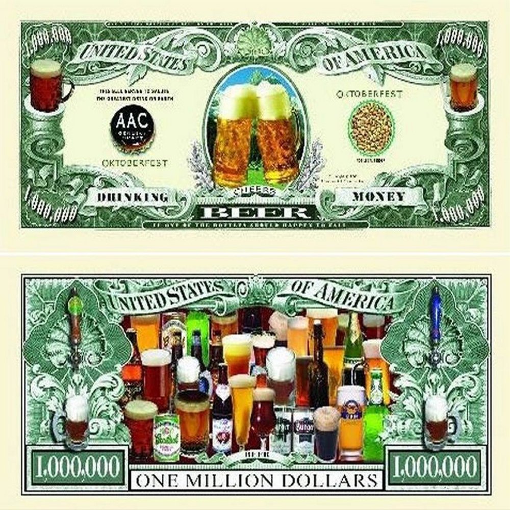 100 Beer Million Dollar Bills with Bonus Thanks a Million Gift Card Set
