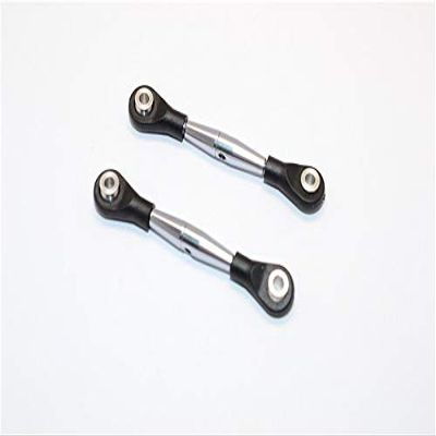 Aluminum 3mm Clockwise And Anticlockwise Turnbuckles With 12.5mm Long Plastic Ends & 5.8X3X6mm Balls (Total Length 59mm-63mm, From Hole To Hole 50mm-54mm) - 1Pr Gray Silver