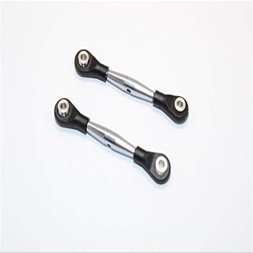 Aluminum 3mm Clockwise And Anticlockwise Turnbuckles With 12.5mm Long Plastic Ends & 5.8X3X6mm Balls (Total Length 59mm-63mm, From Hole To Hole 50mm-54mm) - 1Pr Gray Silver