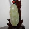 2" China Certified Nature Hetian Nephrite Jade Fine Carved Wealth Pixiu and Ruyi Pendant view 2