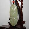 2" China Certified Nature Hetian Nephrite Jade Fine Carved Wealth Pixiu and Ruyi Pendant view 3