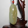2" China Certified Nature Hetian Nephrite Jade Fine Carved Wealth Pixiu and Ruyi Pendant view 4