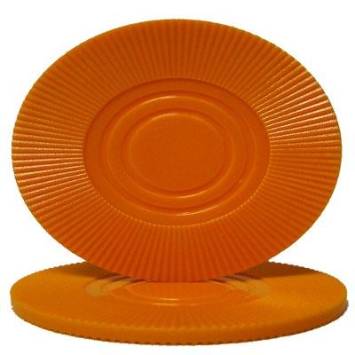 25 Interlocking Plastic Radial Poker Chips - Choose Colors (ORANGE)