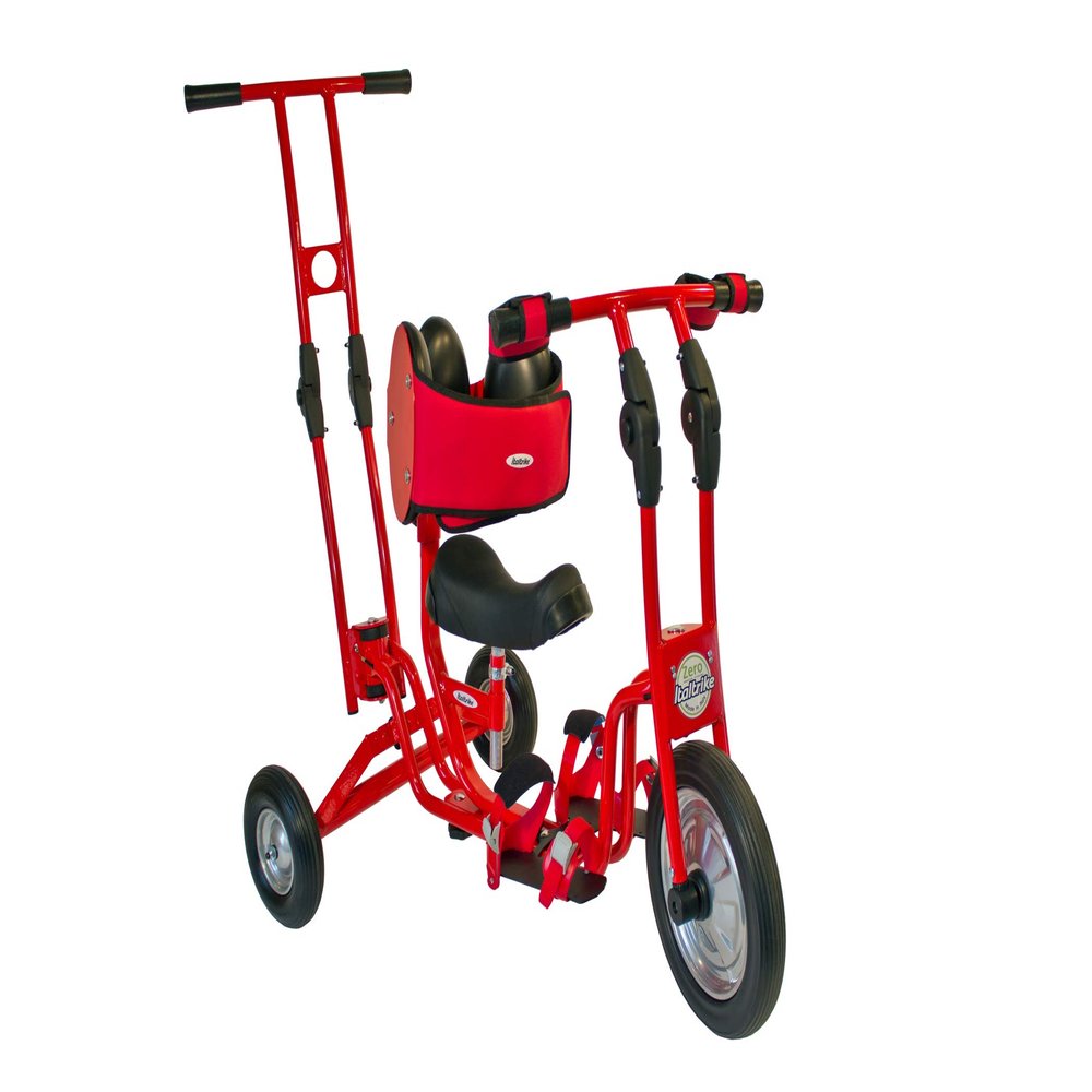 Foundations Italtrike Zero Differences Special Needs Adaptive Tricycle with Push Bar, Easy Navigation, Adjustable Seat, Safe Design with Wrist Holders (Red)