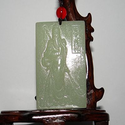 2.2" China Certified Nature Hetian Nephrite Jade The God of Wealth Pendants