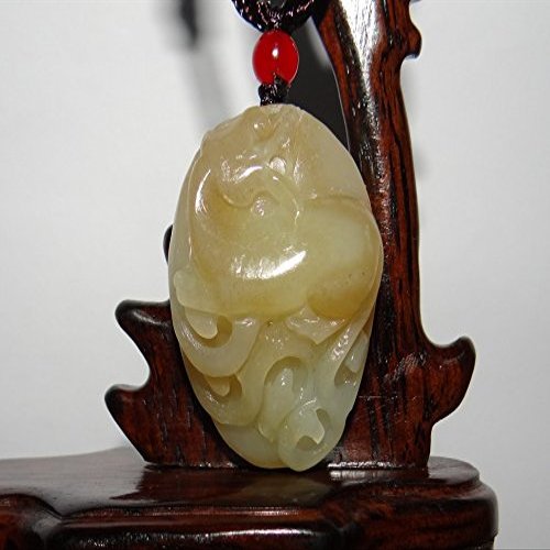 1.6" China Certified Nature Hetian Nephrite Jade Fine Carved Wealth Pixiu Necklace Pendant