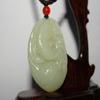 1.9" China Certified Nature Hetian Nephrite Jade Fine Carved Wealth Fish and Lotus Pendant view 2