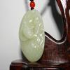 1.9" China Certified Nature Hetian Nephrite Jade Fine Carved Wealth Fish and Lotus Pendant view 3
