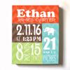 Personalized Stretched Canvas Birth Announcement Gift, Custom Baby Name, Date, Weight Stats, Newborn Elephant Nursery Wall Art Decor, Wooden Frame Construction, Ready to Hang 8X10 view 1