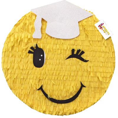 Graduation Emoticon Pinata White Cap 16" 2025 Virtual Graduation