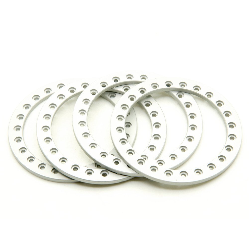 4PCS Aluminum 2.2 Beadlock Ring Replacement for 1/10 RC 2.2 Inch Wheel Rims Axial Wraith (Silver)