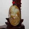 2"China Certified Nature Hetian Nephrite Jade Fortune Rat and Coin Pendants view 2