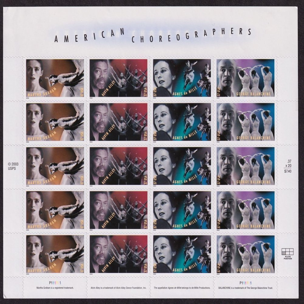 American Choreographers 2004 37-Cent (Sheet of 20) Denominated Mail-use Postage Stamps