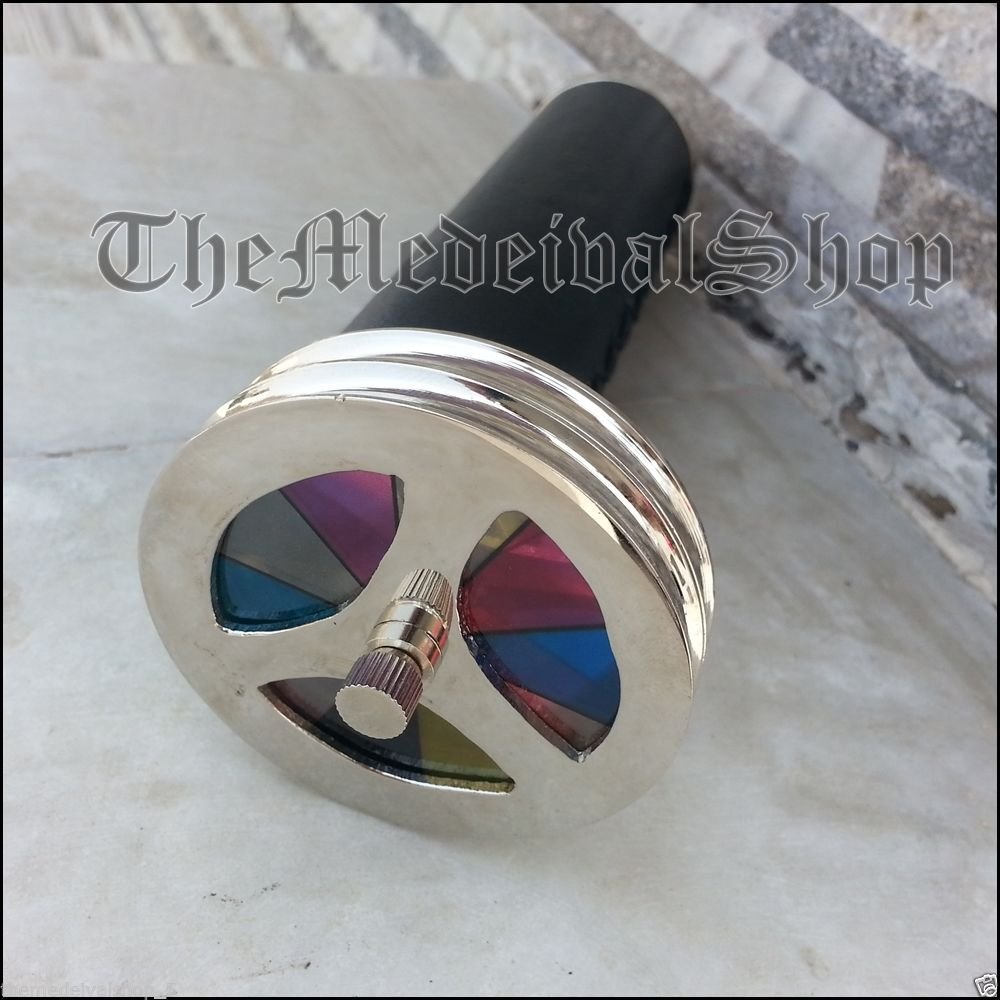 Antique Brass Kaleidoscope Double Wheel Leather Wrapped Nickel Finish Telescope Humaira Nauticals