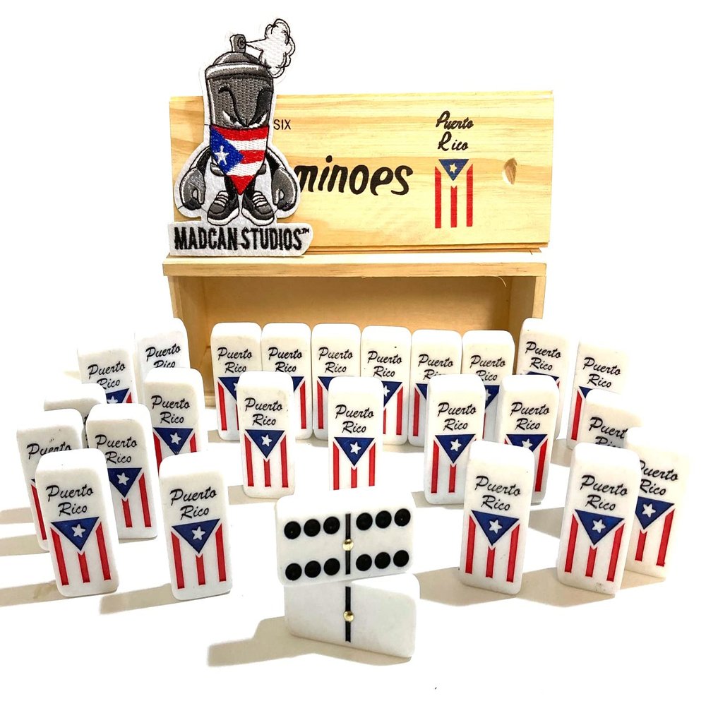 Puerto Rico Dominoes, Limited Edition ,Classic Puerto Rican Dominoes Set, Mad Can edition, Broricua Original style